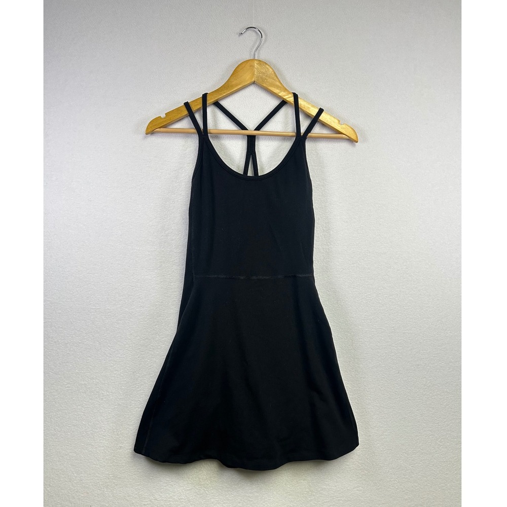 Old Navy Black Athletic Fit Flare Skirt Dress Crossback Straps Size Small